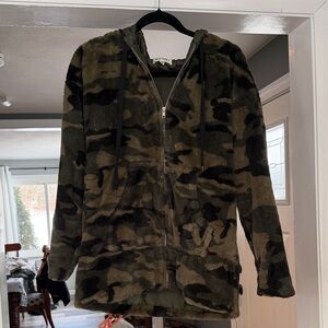 Wild Honey Camouflage Zip-Up Sweater